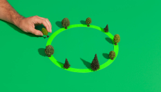 Visualisatie van een groene ring met bomen