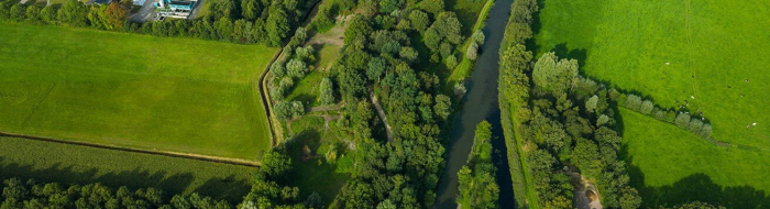 Luchtfoto van verdedigingswerk De Roode Haan